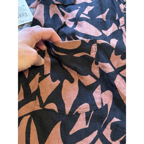 A New Day Linen Blend‎ Blouse Top Size XL Floral Short Sleeve Button *Like New* - Picture 7 of 9